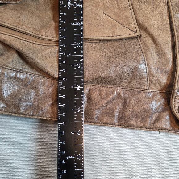 Vintage 1980s Adventure Bound Originals Brown Leather Bomber Jacket XL - Picture 11 of 15